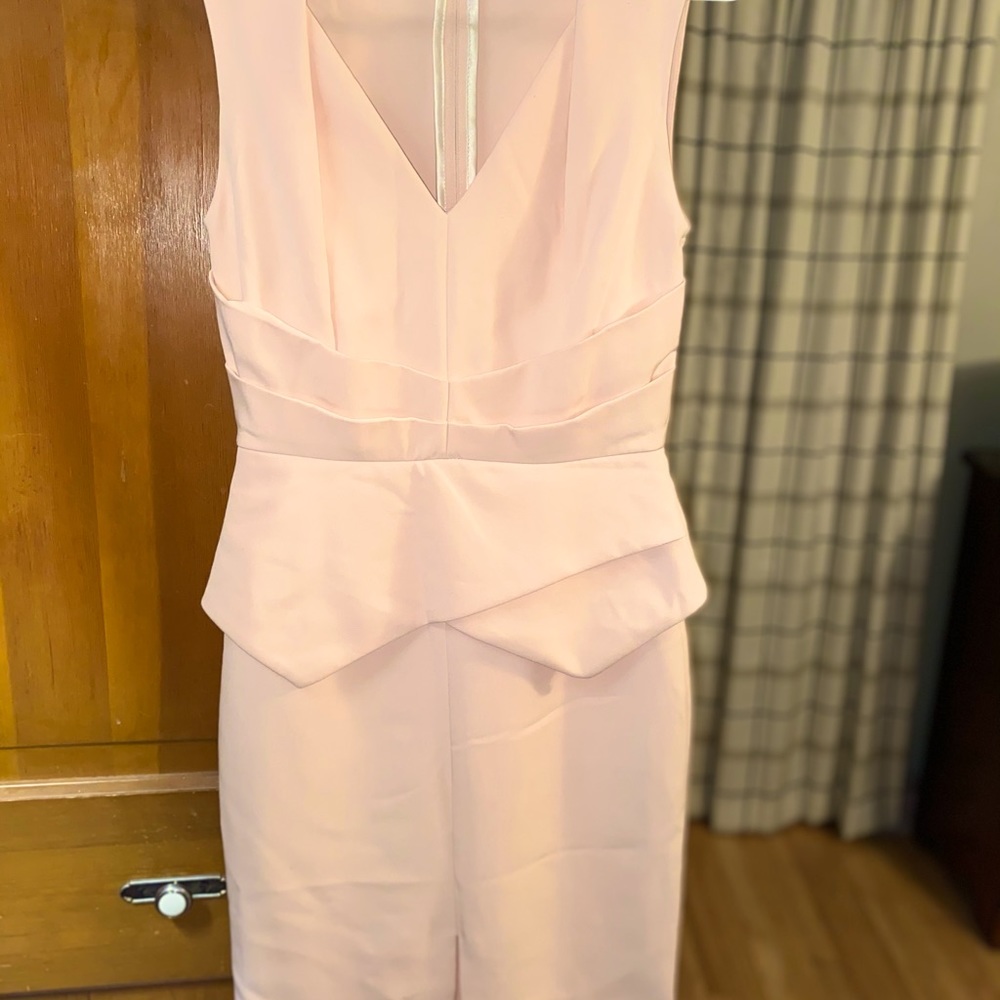 Gorgeous Pale Blush-Pink Zip Back Peplum Dress
